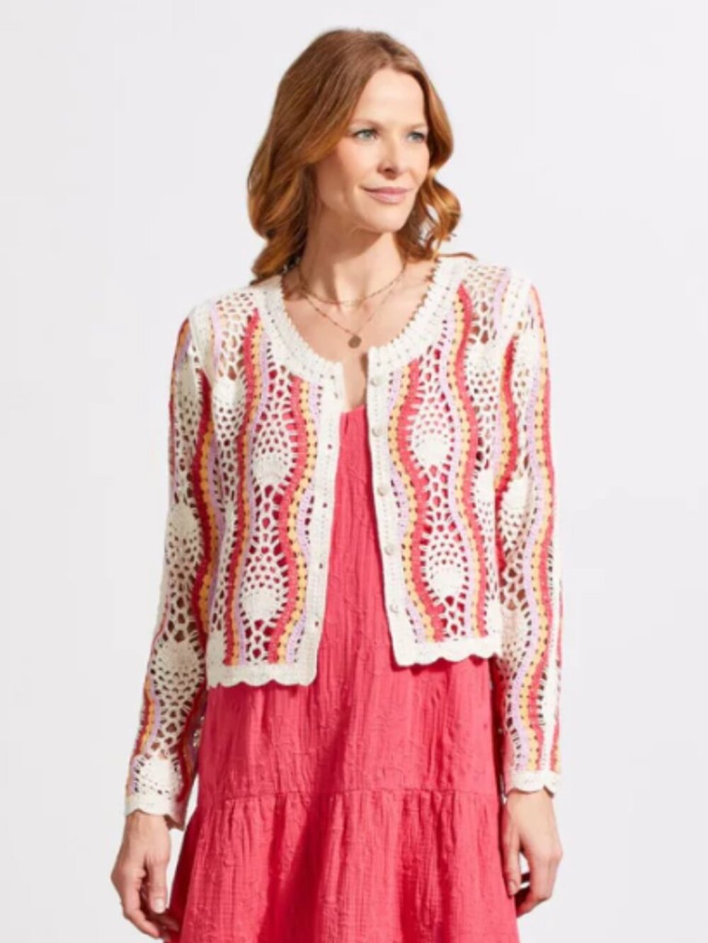 Tribal Jeans Crochet Button-Front Cardigan Size Small